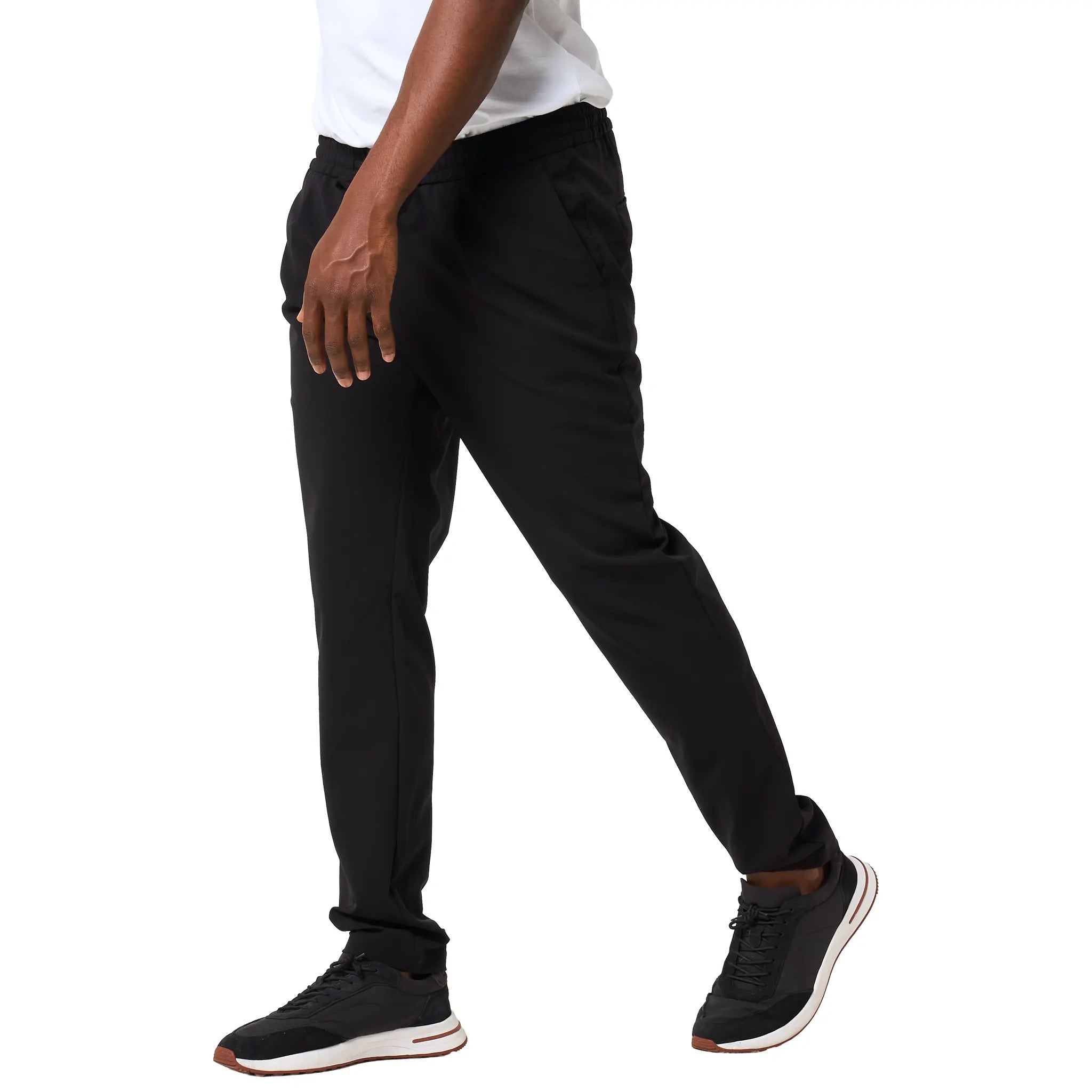 Front Side View of Loiano Tech Black Trousers